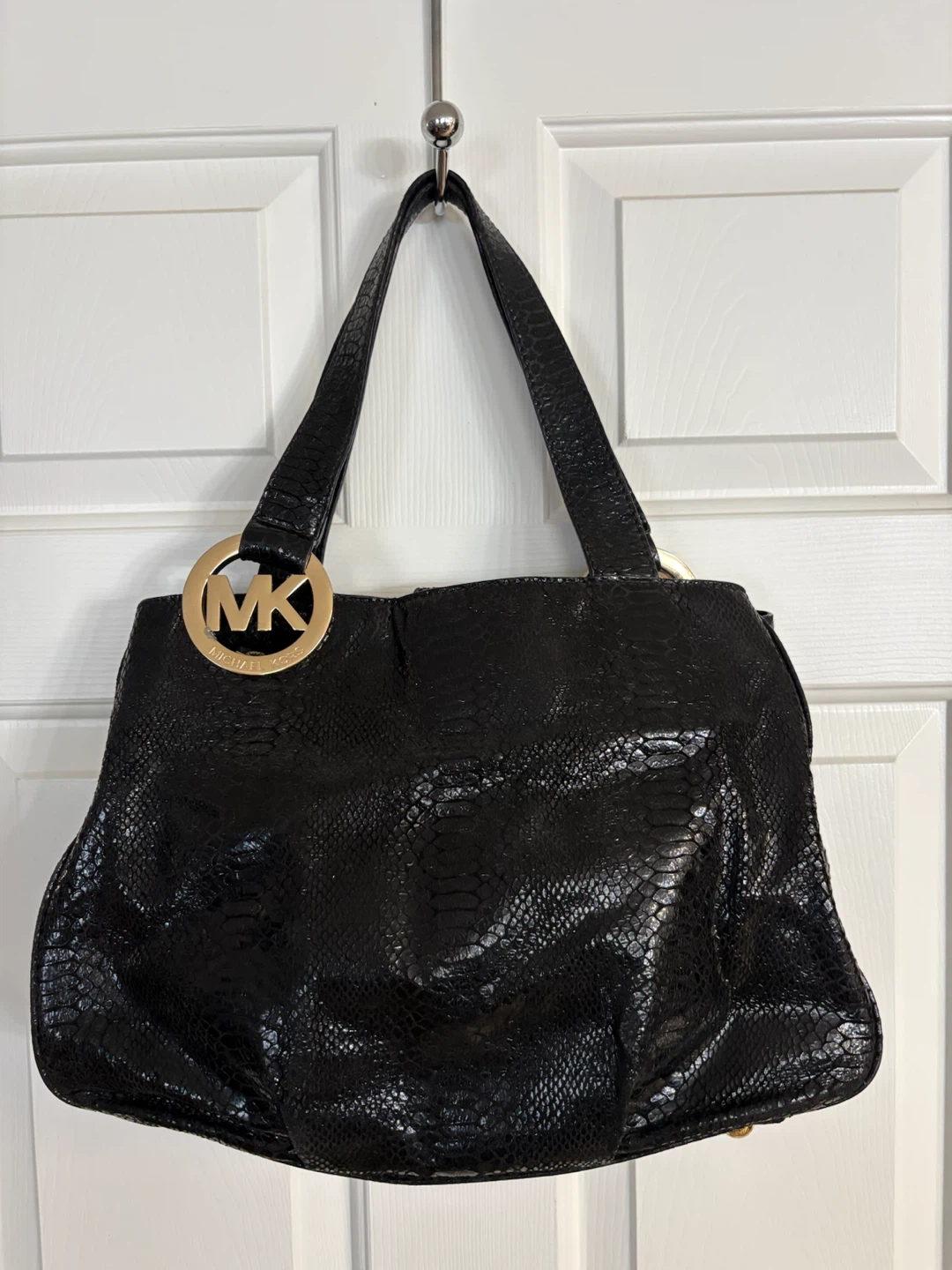 Michael Kors Fulton Python-Embossed Leather Hobo Bag