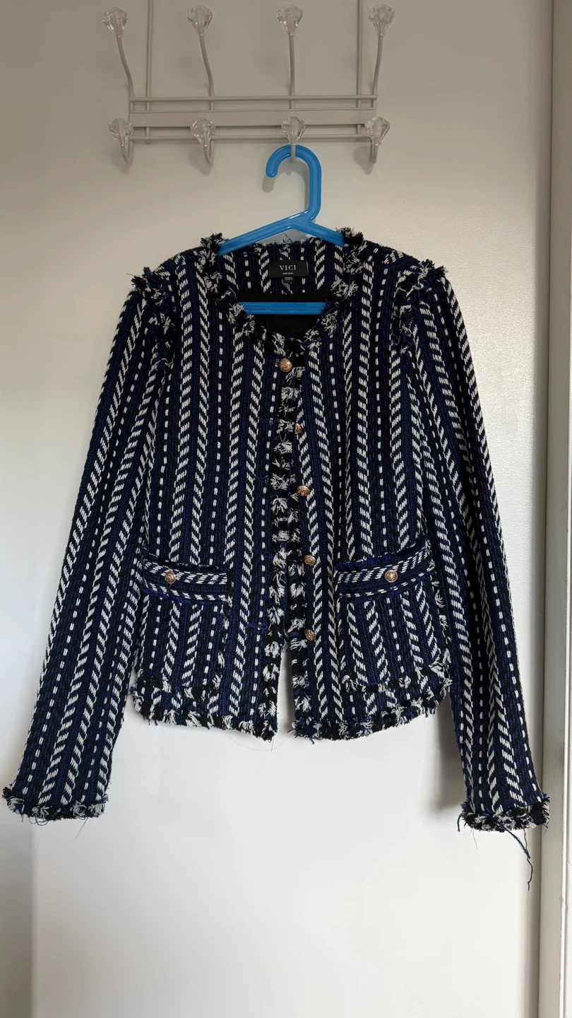 Navy and White Tweed Jacket
