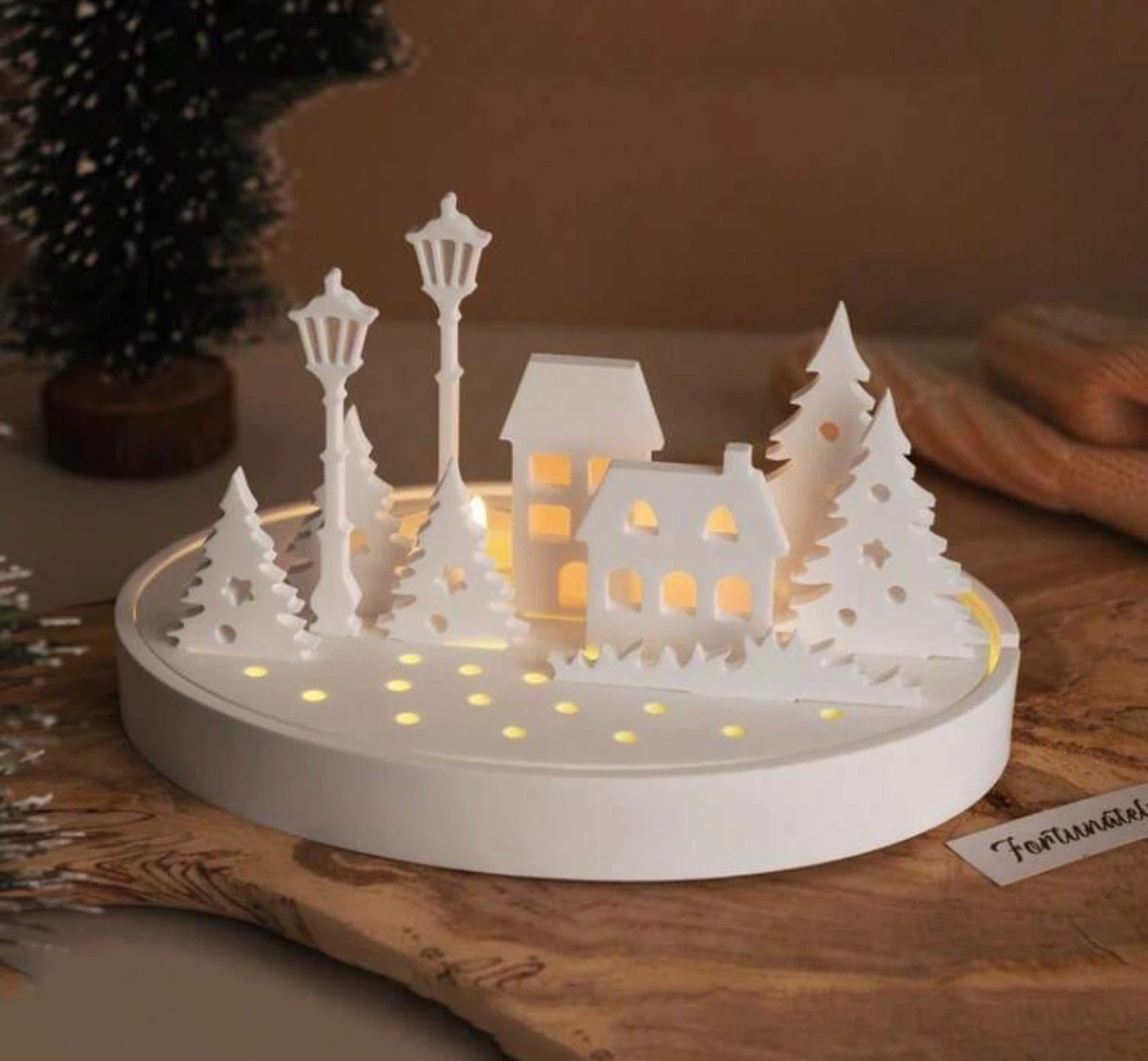 White Winter Village Tea Light Candle Holder - photo 3