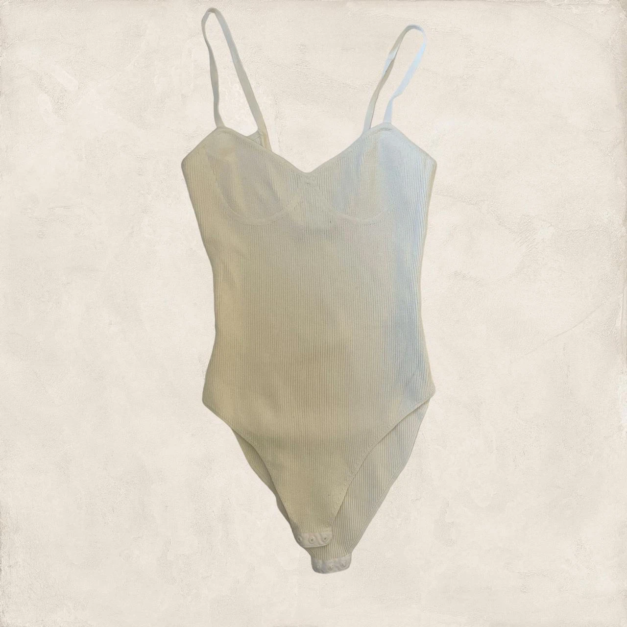 Zara White Ribbed Bodysuit