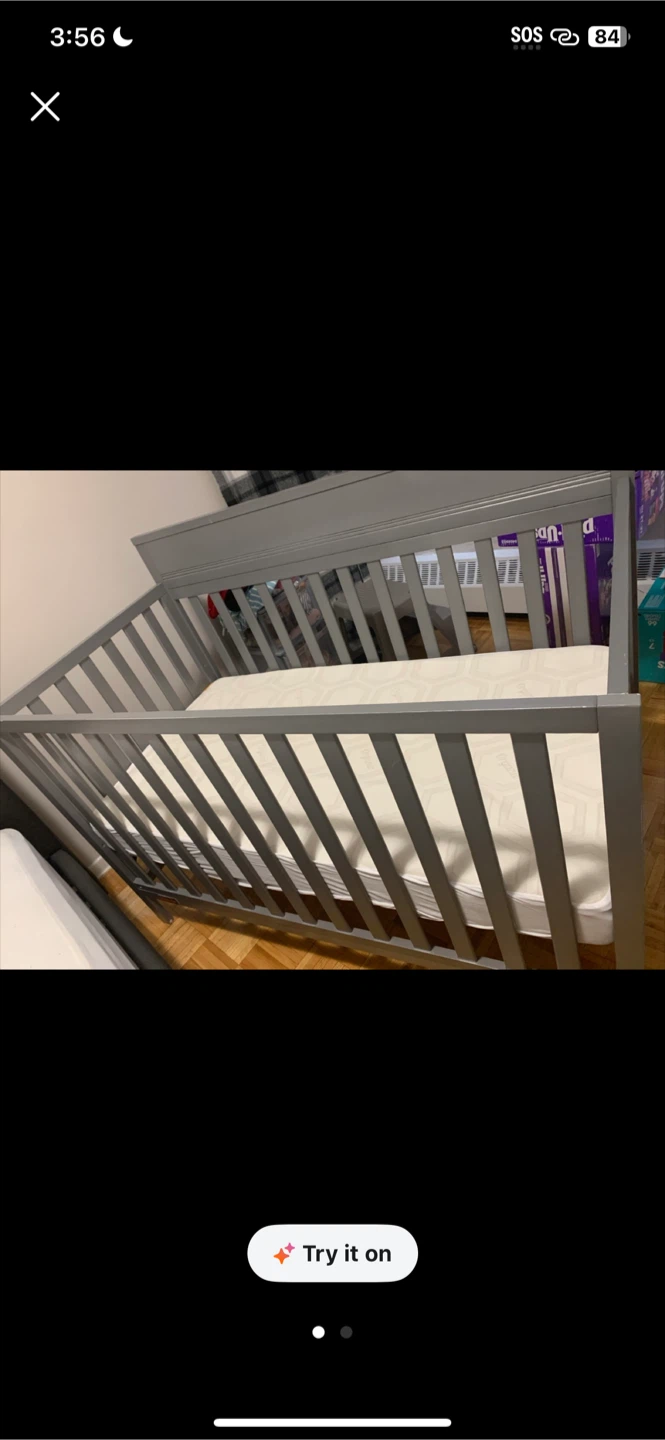 Grey Wooden Baby Crib - photo 2