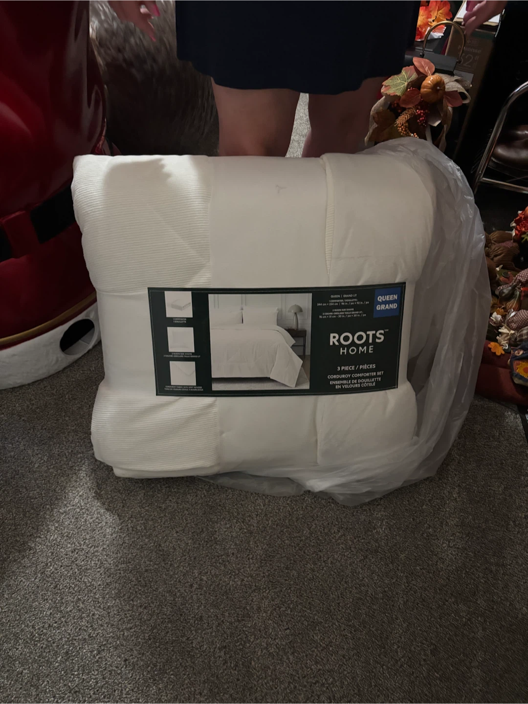 Roots home 3 piece corduroy comforter set.