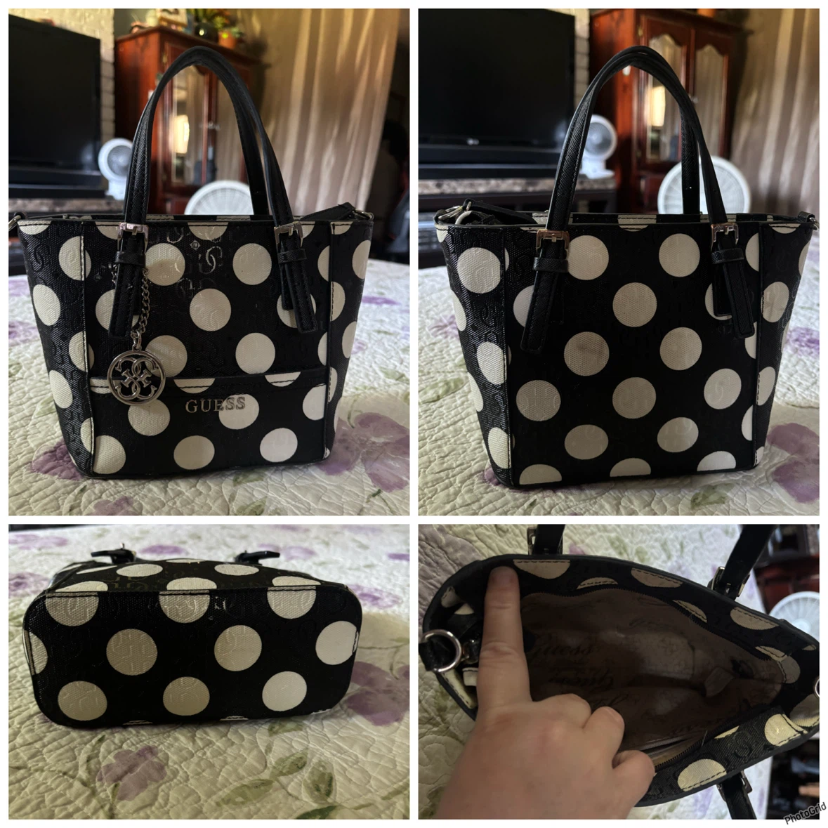 Guess Delaney Polka-Dot Mini purse.