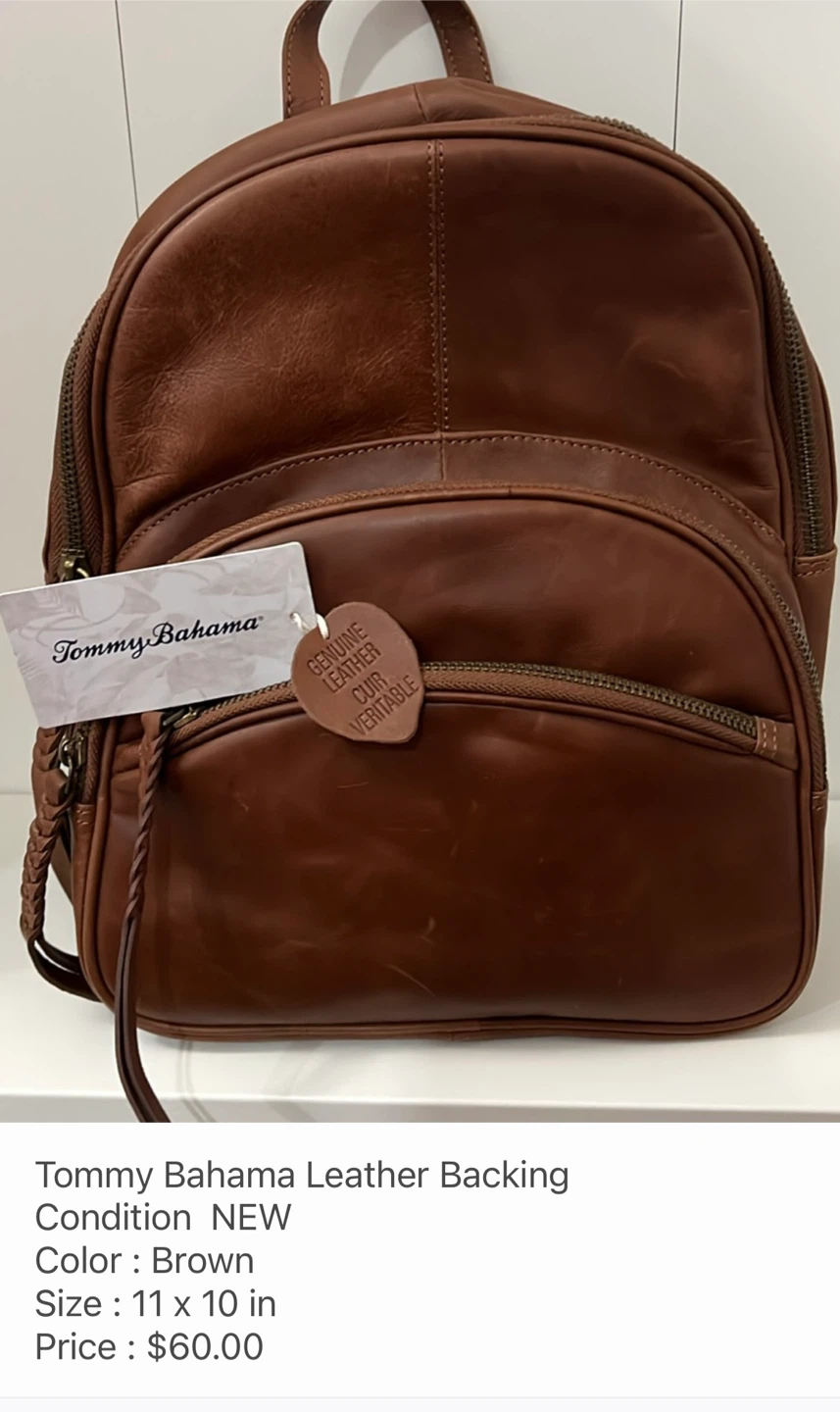 Tommy Bahama Brown Leather Backpack