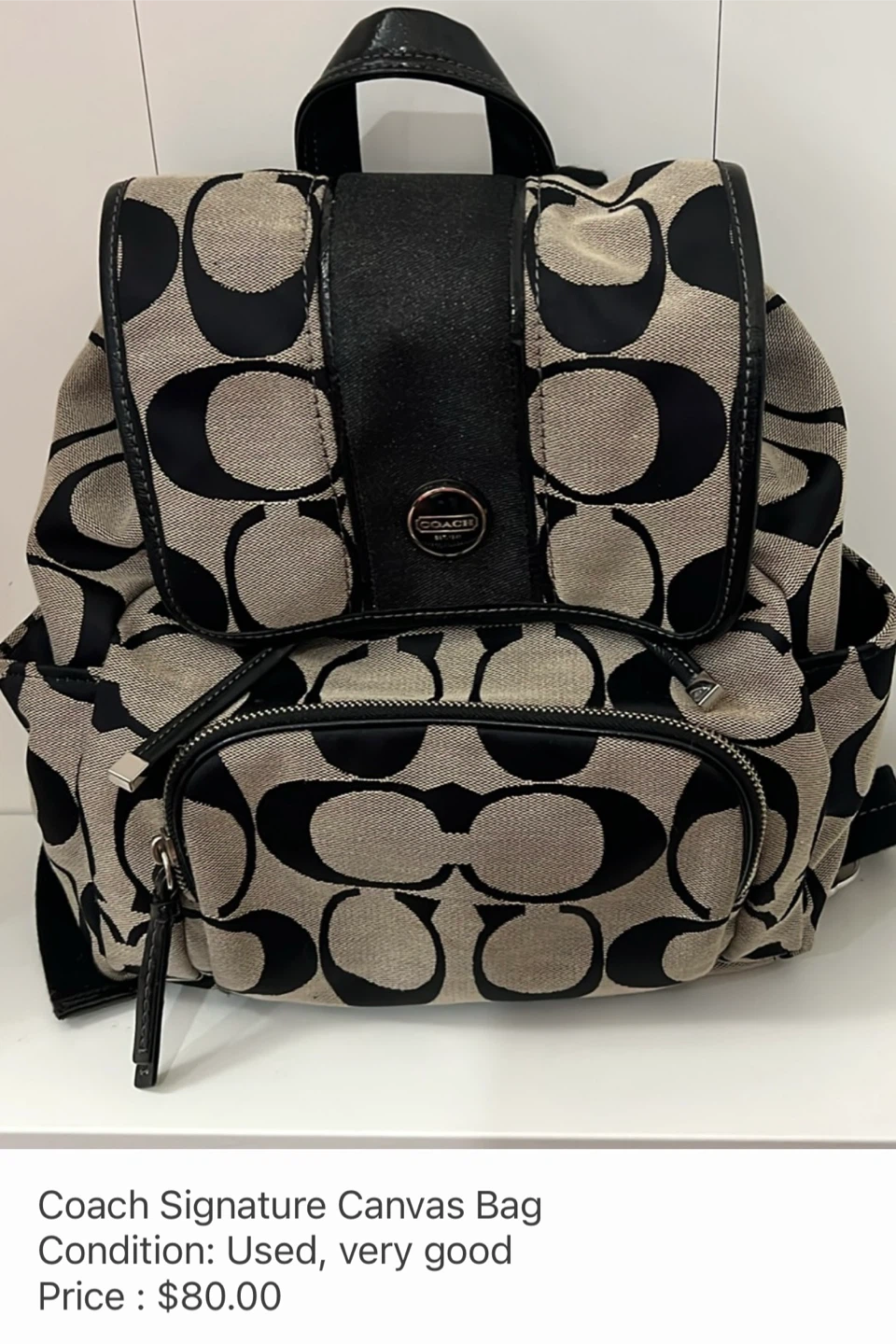 Coach Signature Canvas Backpack
