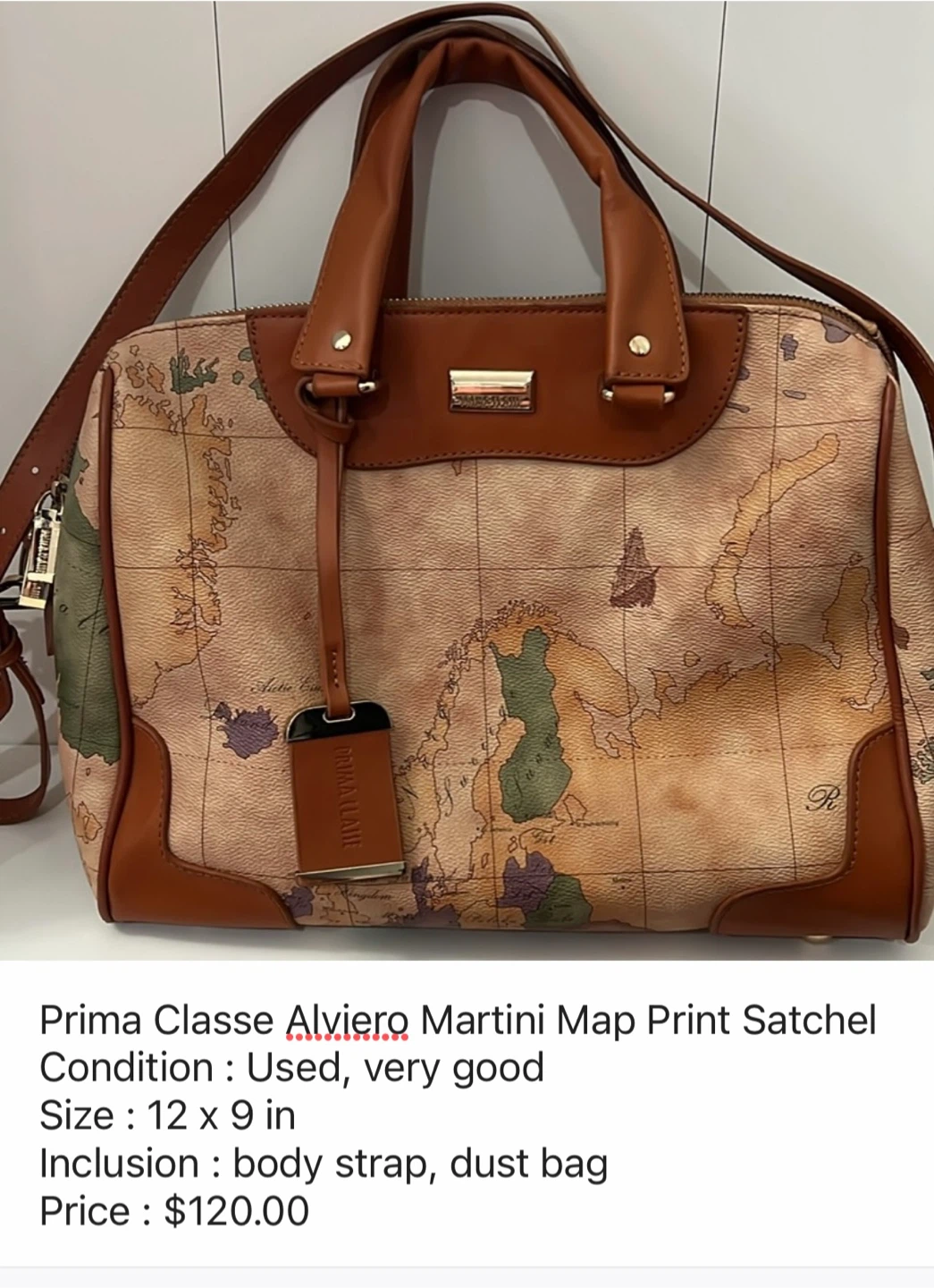 Prima Classe Alviero Martini Map Print Satchel