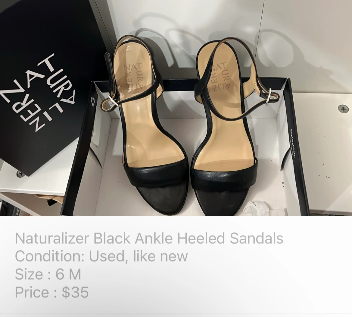 Naturalizer Black Ankle Heeled Sandals