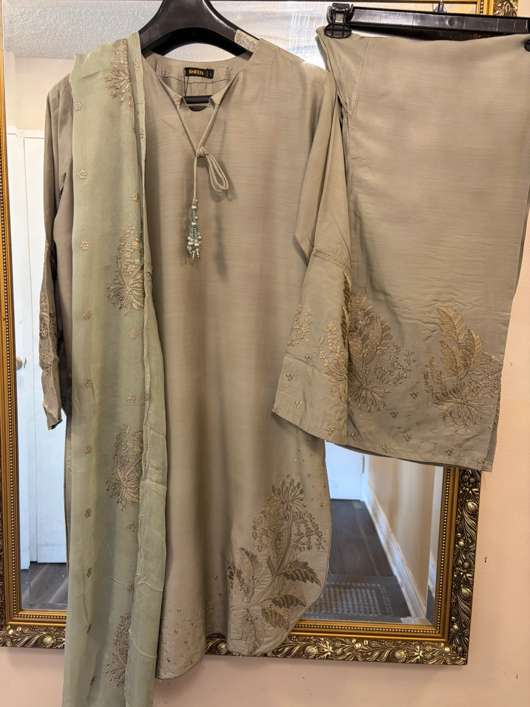 SHEEN Sage Green Embroidered Salwar Kameez Suit - photo 2