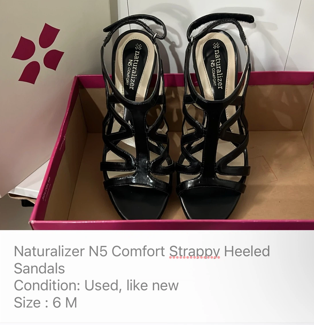 Naturalizer N5 Comfort Strappy Heeled Sandals Black 6 M
