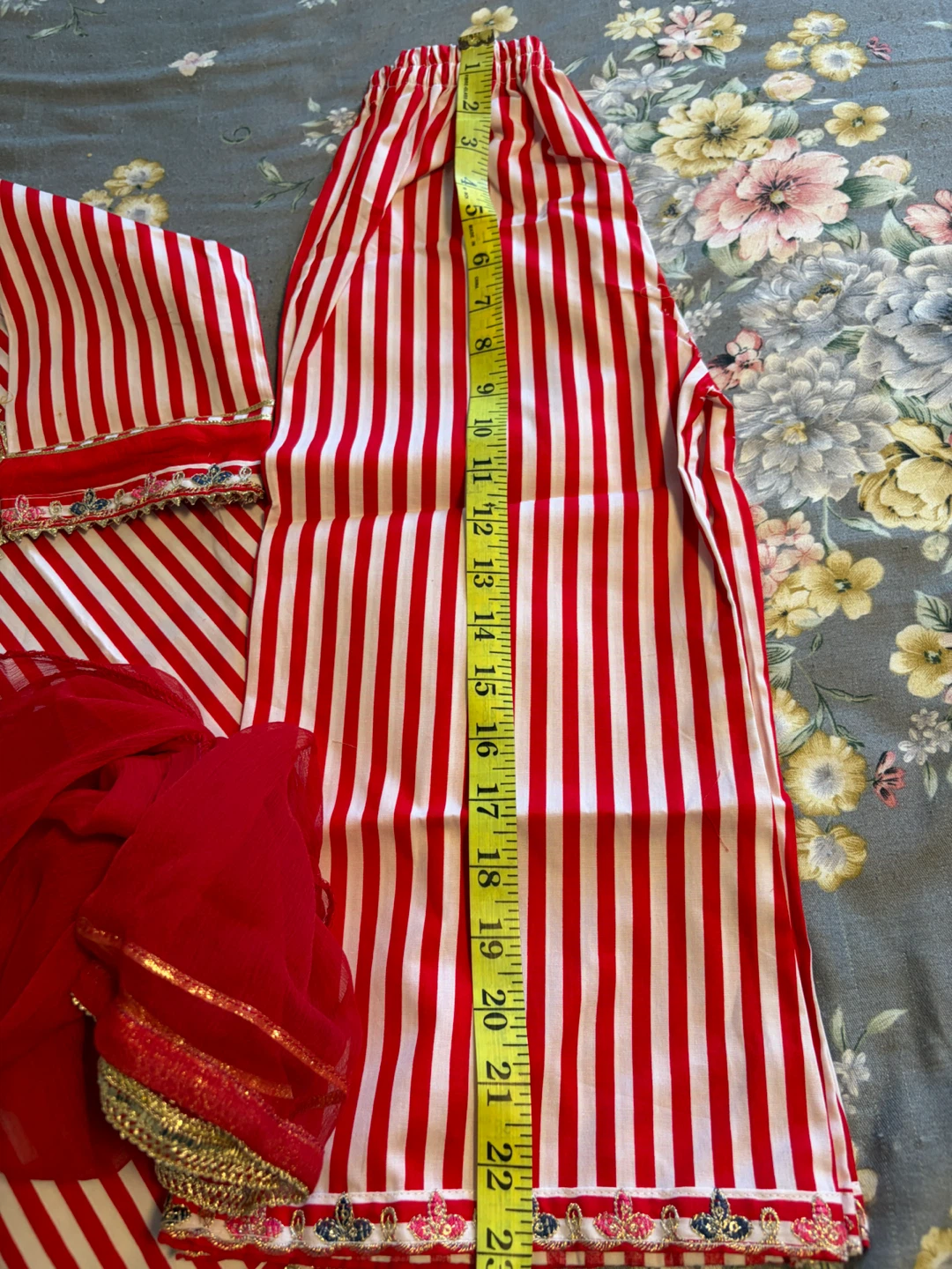 Red and White Striped Kurta Set - photo 4