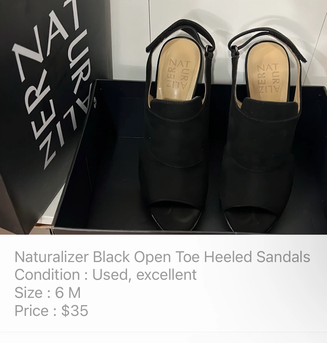 Naturalizer Black Open Toe Heeled Sandals