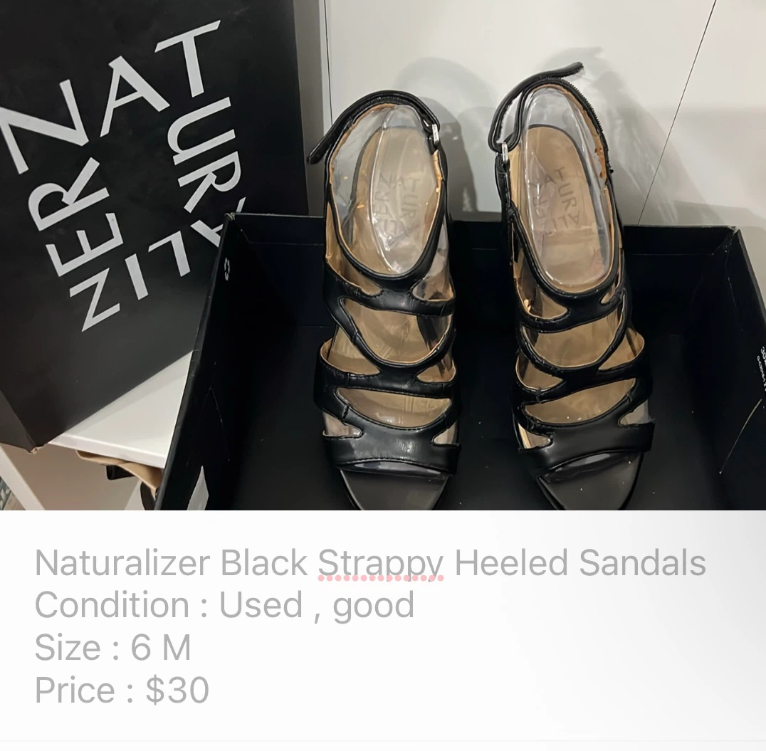 Naturalizer Black Strappy Heeled Sandals