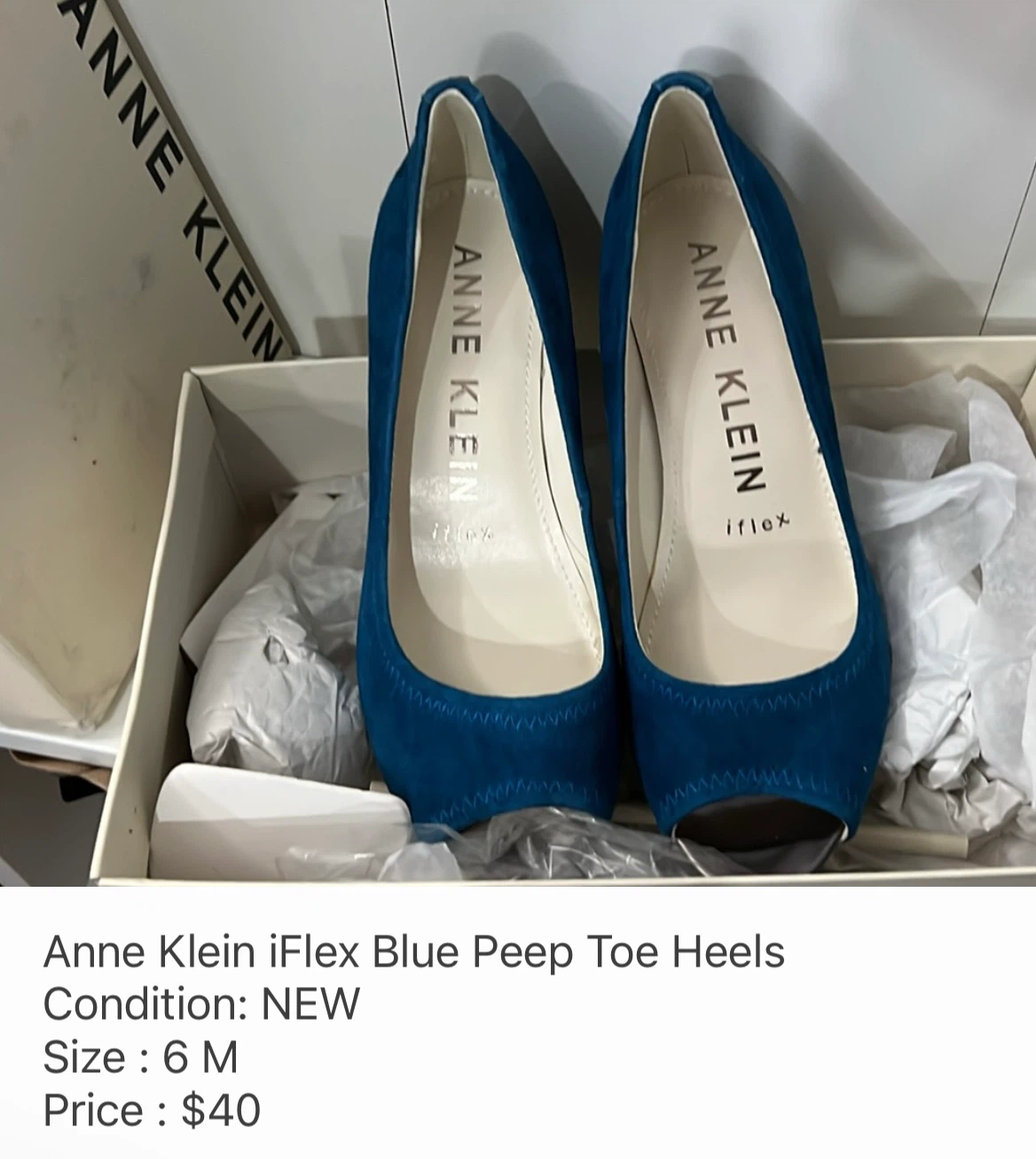 Anne Klein iFlex Blue Peep Toe Heels