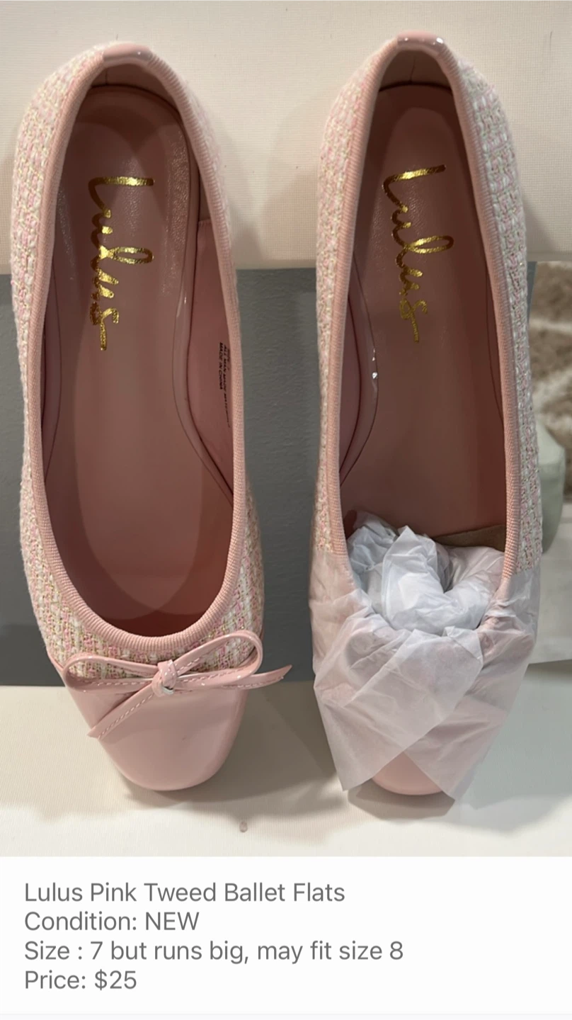 Lulus Pink Tweed Ballet Flats