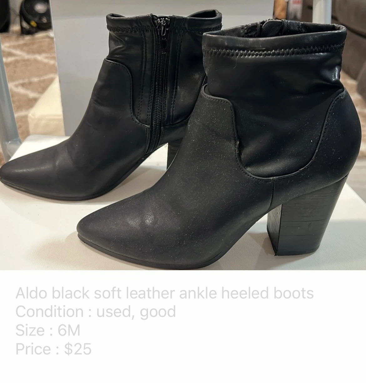Aldo Black Ankle Heeled Boots Size 6M