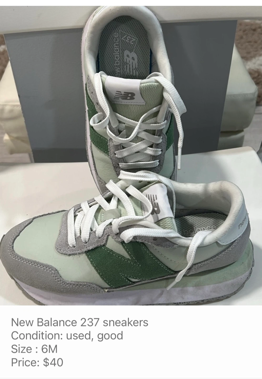 New Balance 237 Sneakers Light Green Size 6M