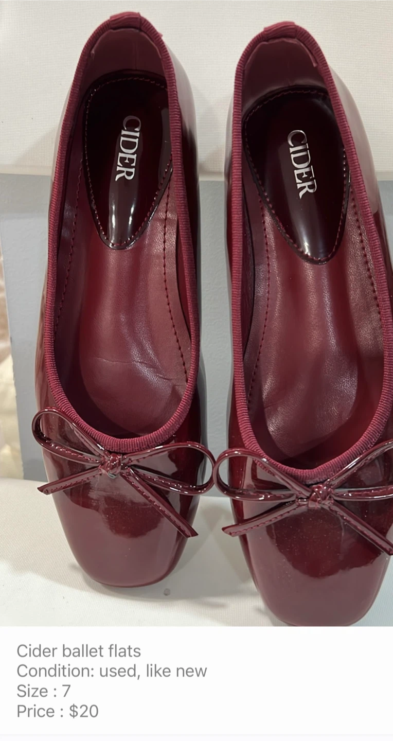 Cider Burgundy Ballet Flats Size 7