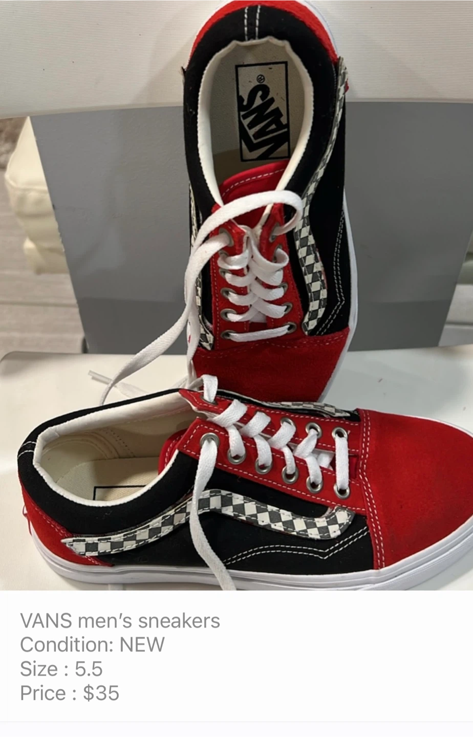 Vans Checkerboard Men's Sneakers Red/Black