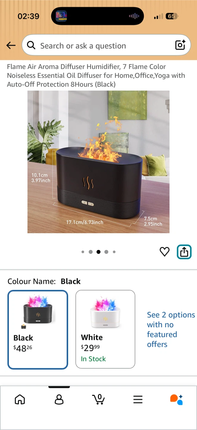 Flame Air Aroma Diffuser Humidifier - Black - photo 2