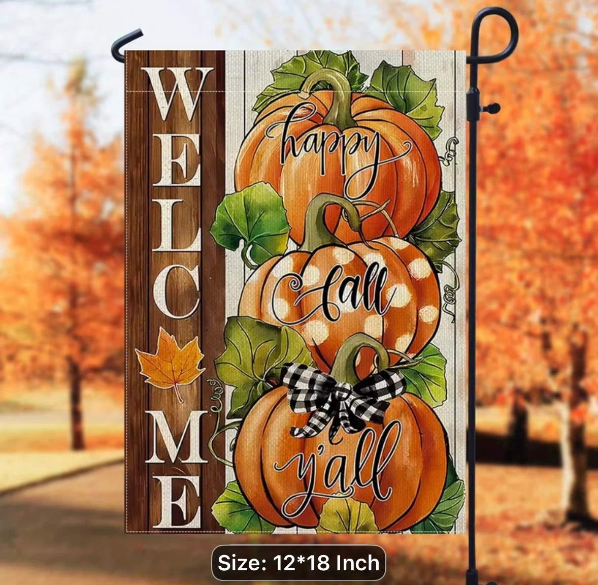 Burlap Welcome Fall Pumpkin Garden Flag