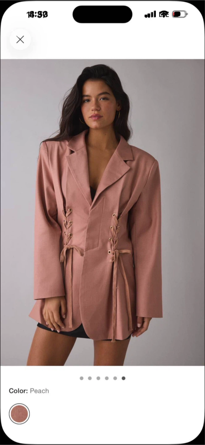Peach Lace-Up Detail Blazer