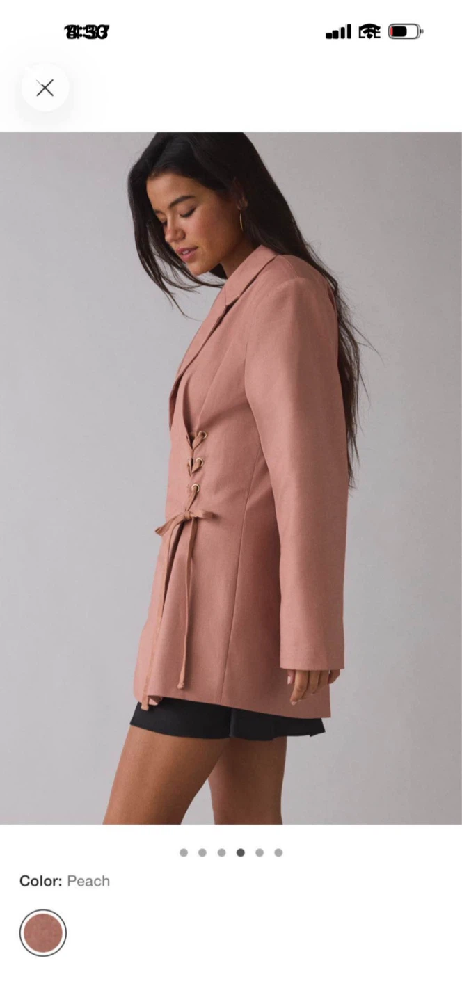 Peach Lace-Up Detail Blazer - photo 4