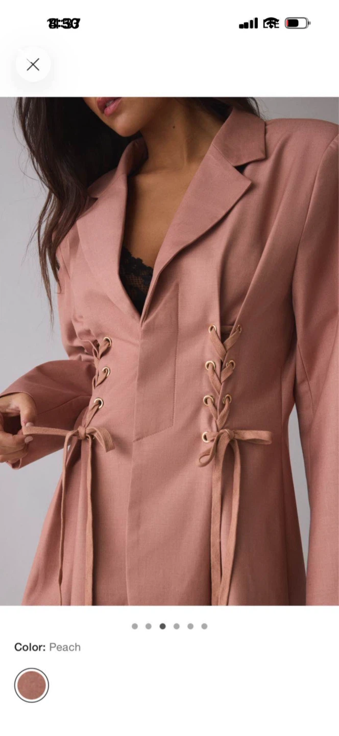 Peach Lace-Up Detail Blazer - photo 5