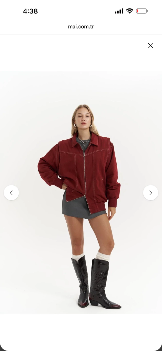 Mai burgundy cotton zip-up jacket