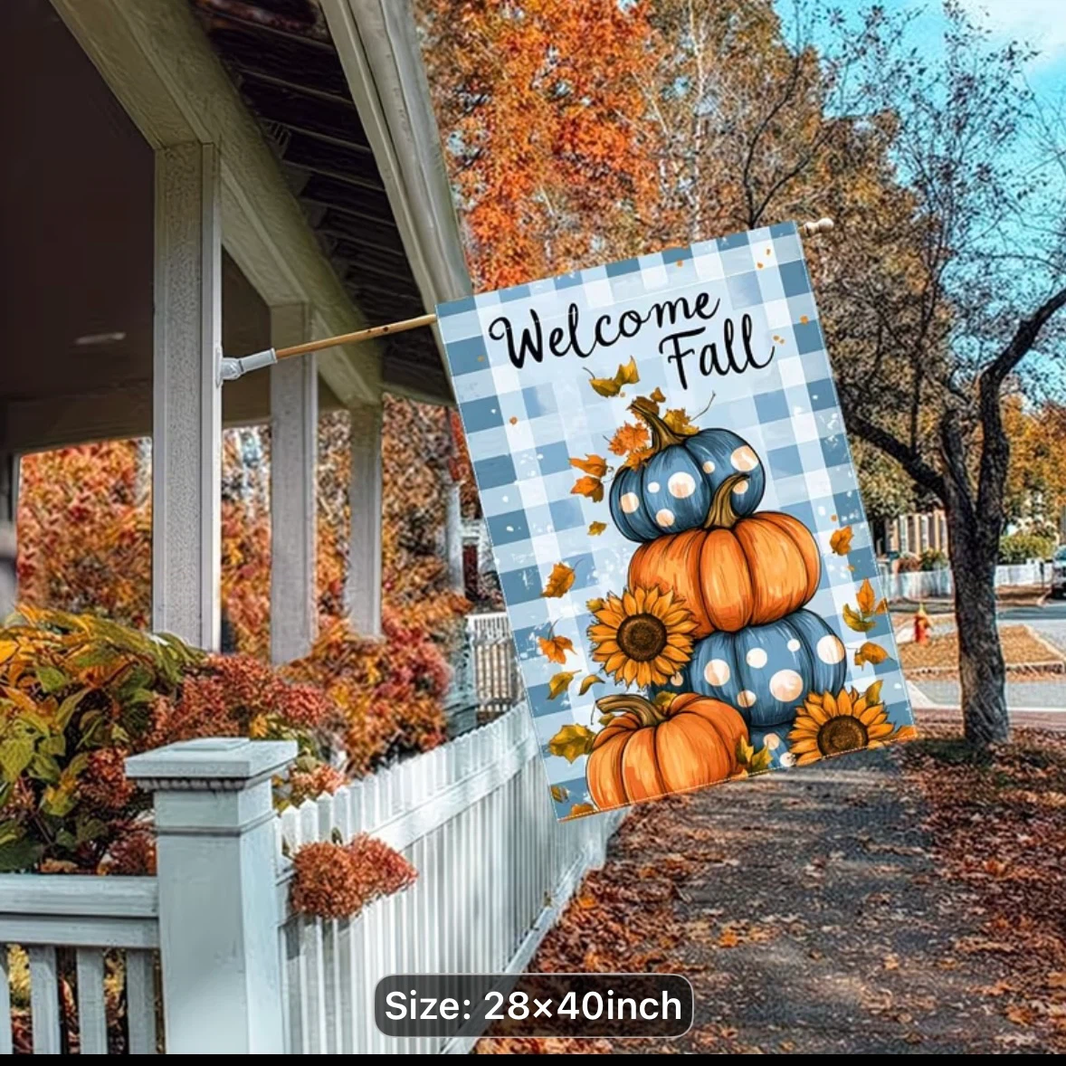 Large 28 x 40 Welcome Fall Pumpkin Garden Flag