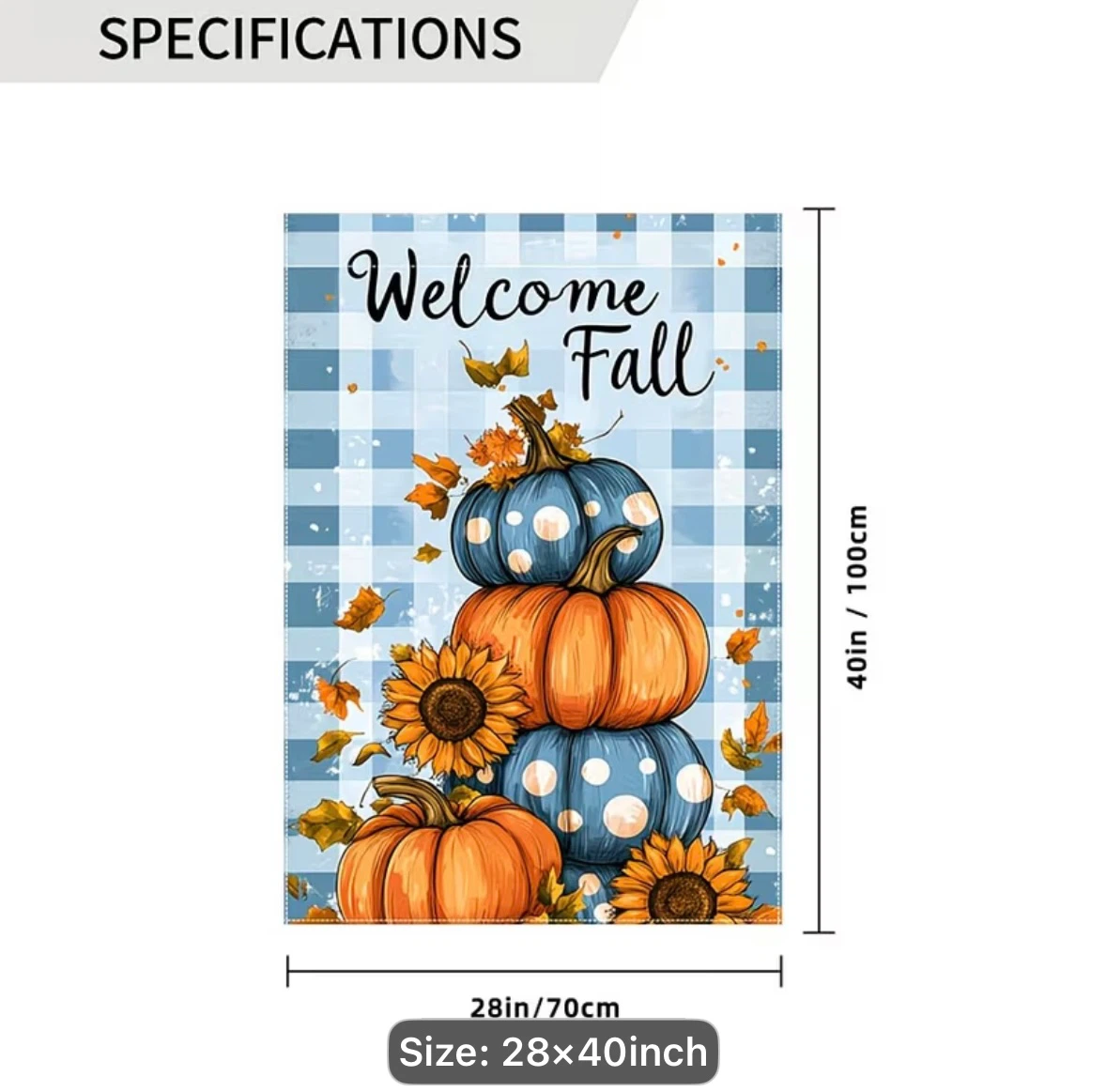 Large 28 x 40 Welcome Fall Pumpkin Garden Flag - photo 2