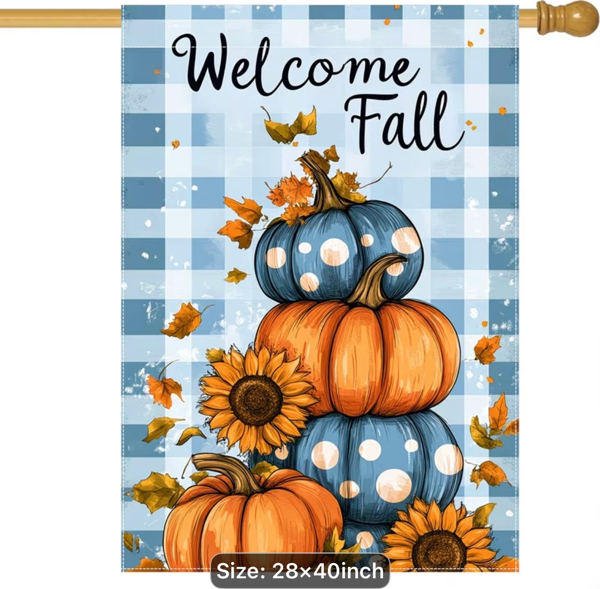 Large 28 x 40 Welcome Fall Pumpkin Garden Flag - photo 3