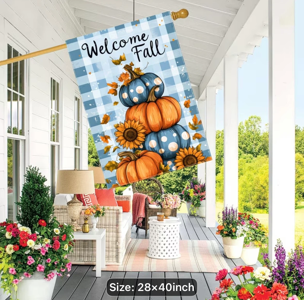 Large 28 x 40 Welcome Fall Pumpkin Garden Flag - photo 4