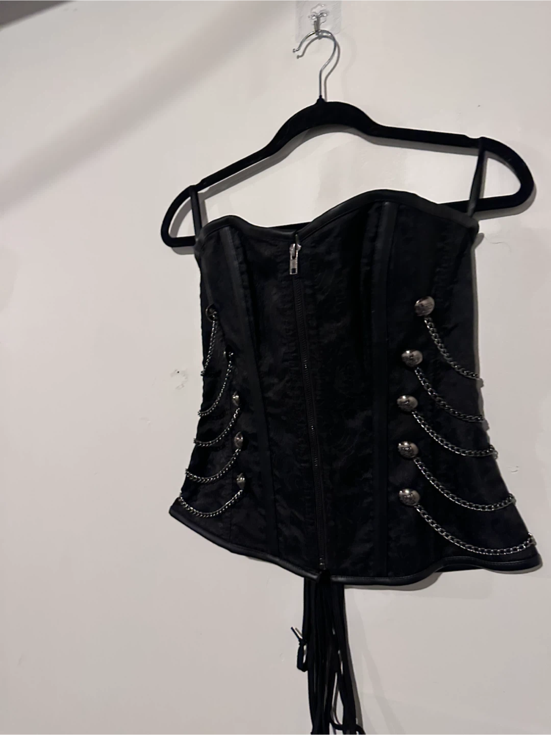 Black corset top with chain details