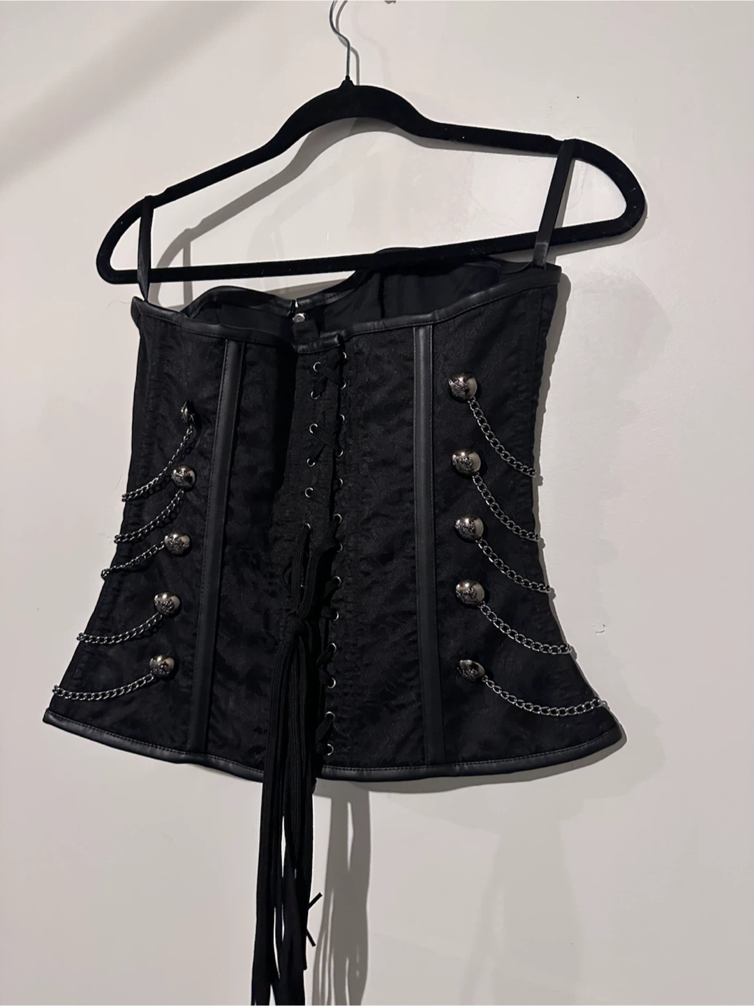 Black corset top with chain details - photo 2