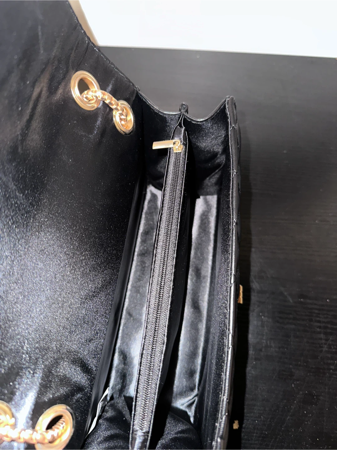 Black Quilted Shoulder Bag with Gold Chain - photo 3