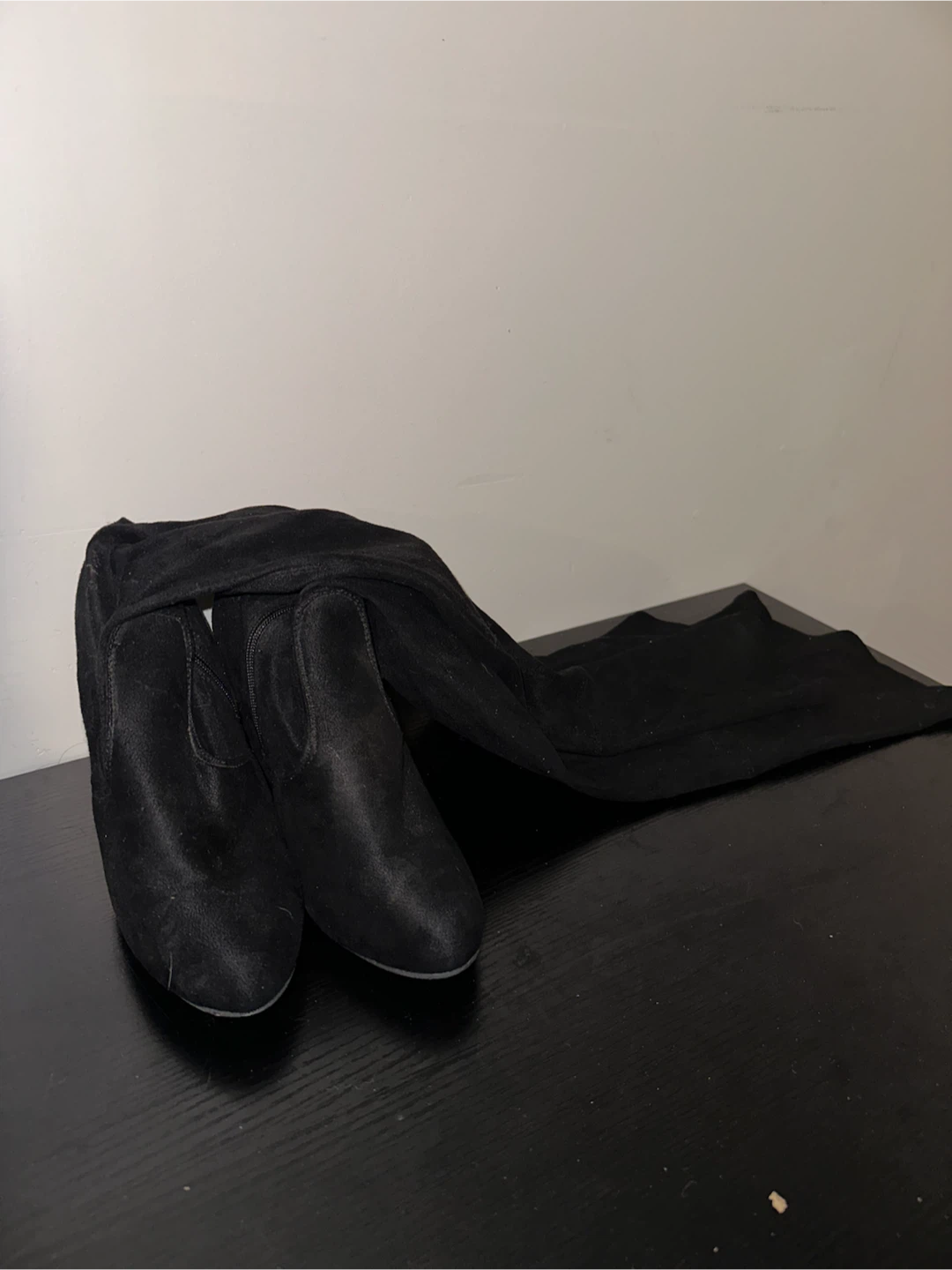 Black Suede Over-the-Knee Boots