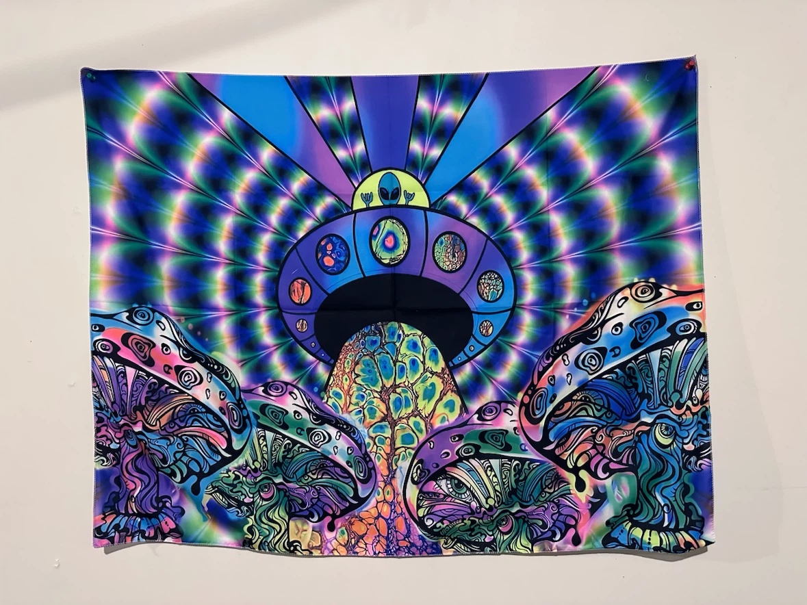 Psychedelic Alien Mushroom Wall Tapestry