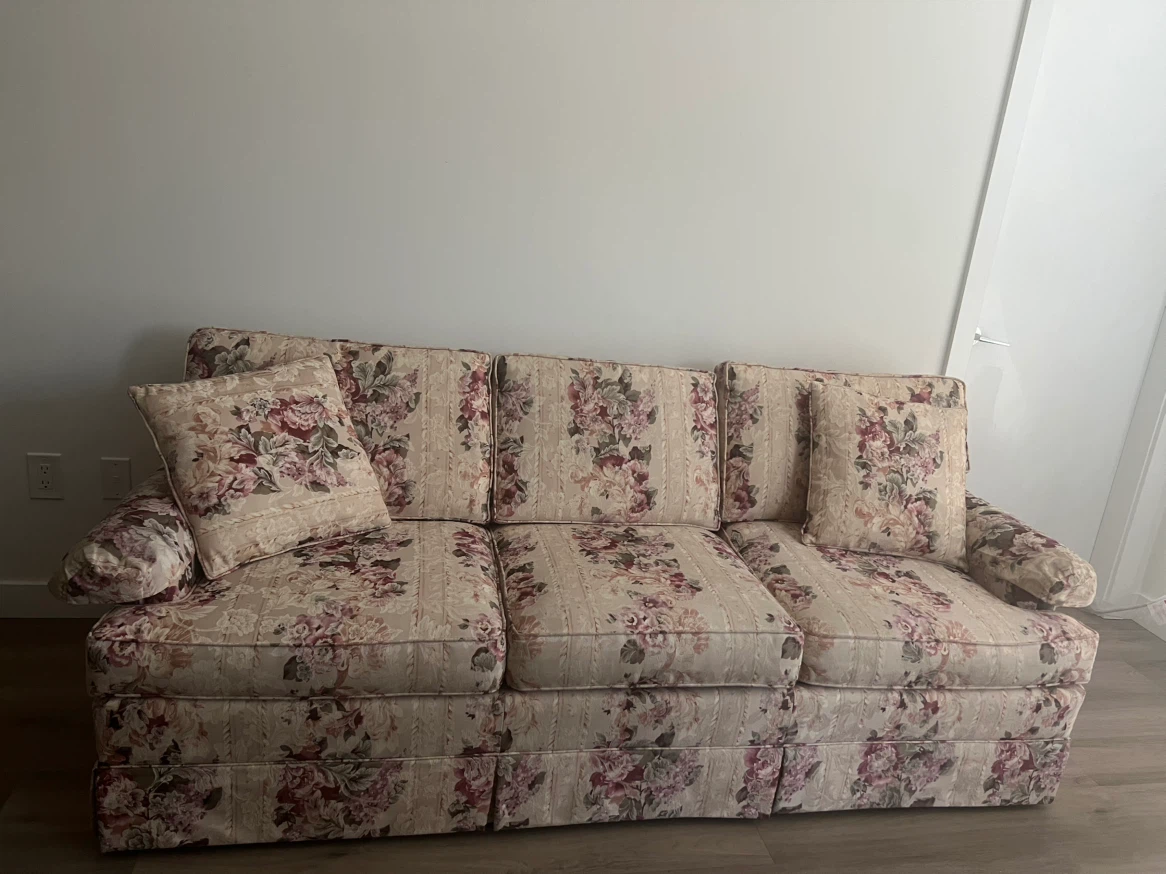 Floral pattern three-seater sofa