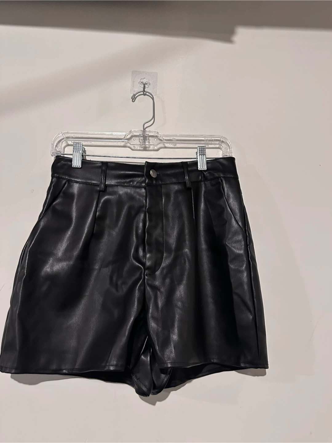 Black Faux Leather Shorts