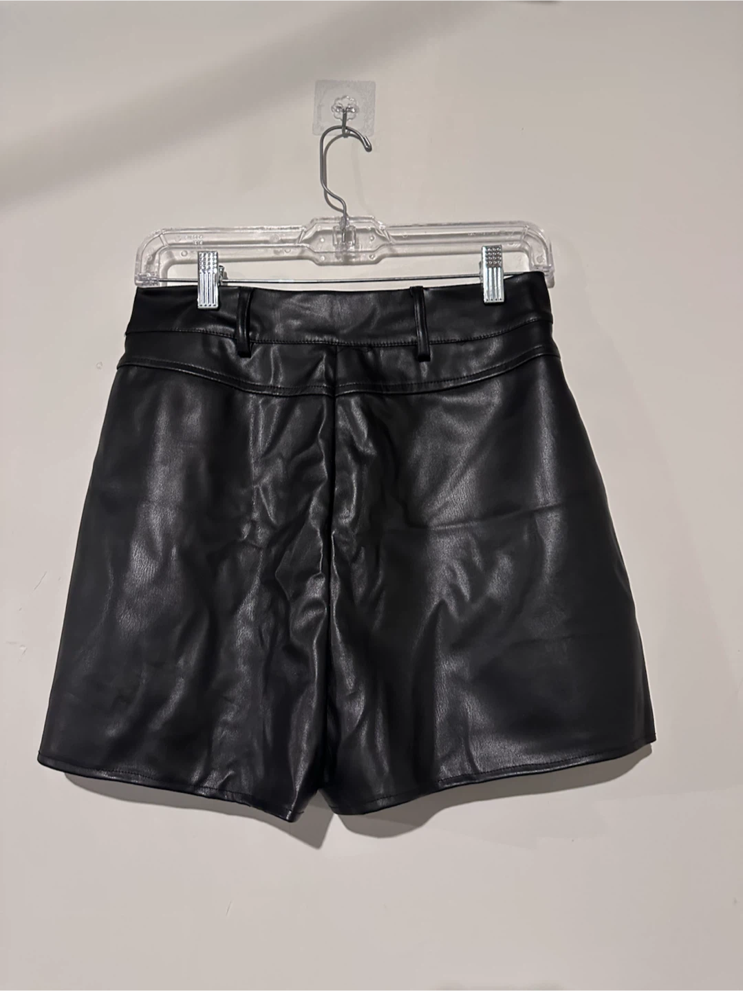 Black Faux Leather Shorts - photo 2