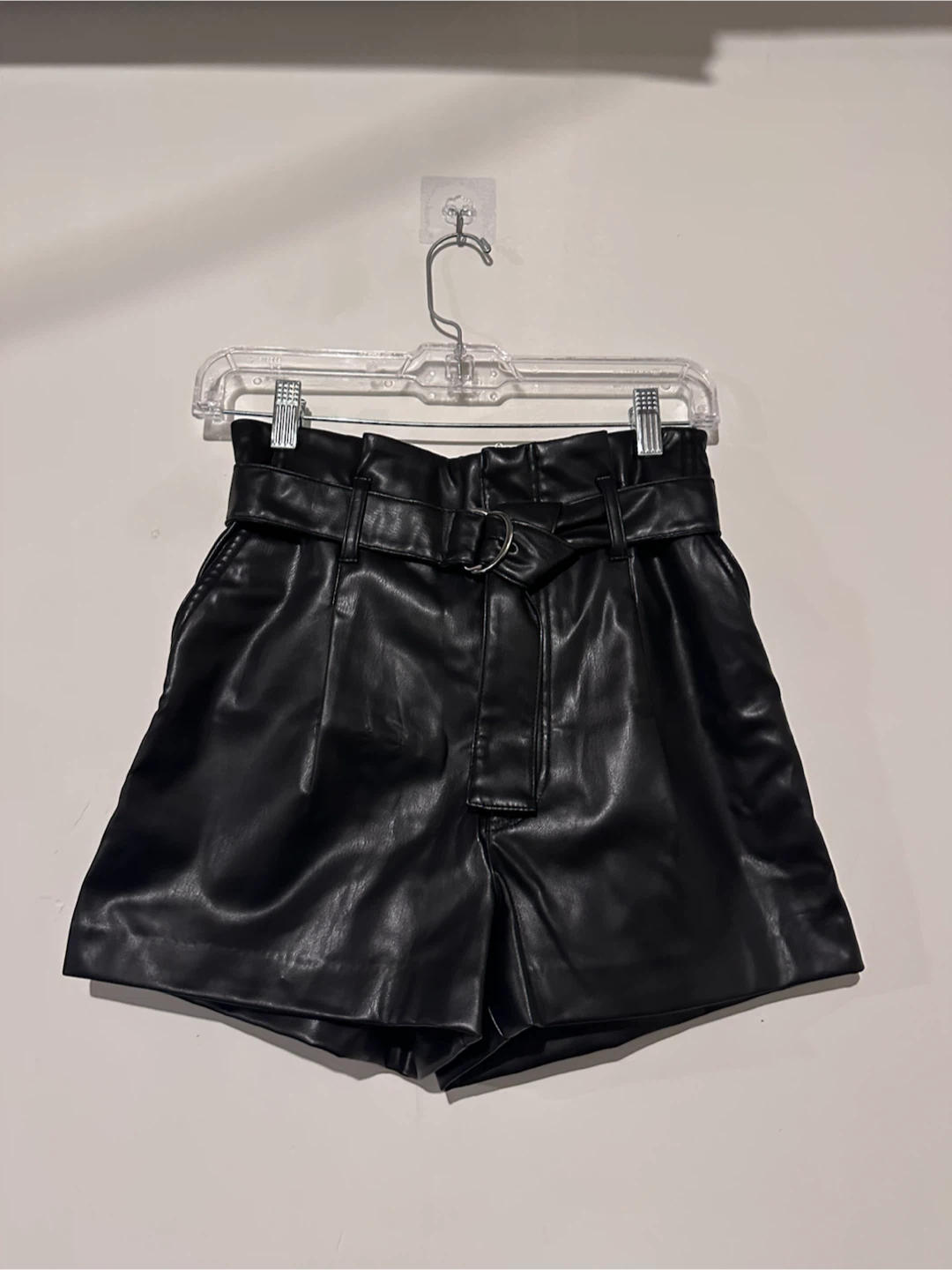 Black Faux Leather High-Waisted Shorts