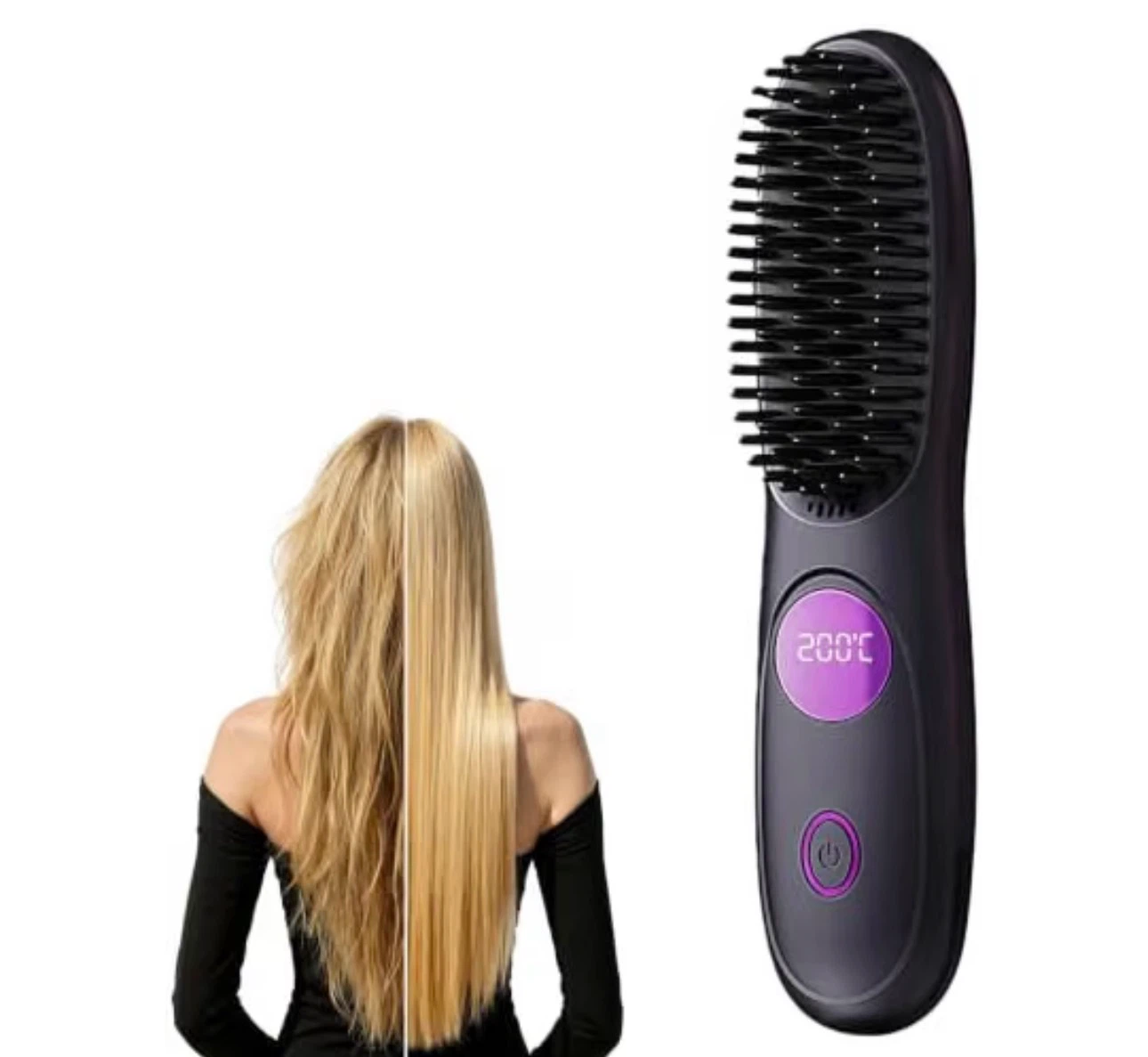 Go Brush Pro, USB Rechargeable Cordless Hair Straightener Brush