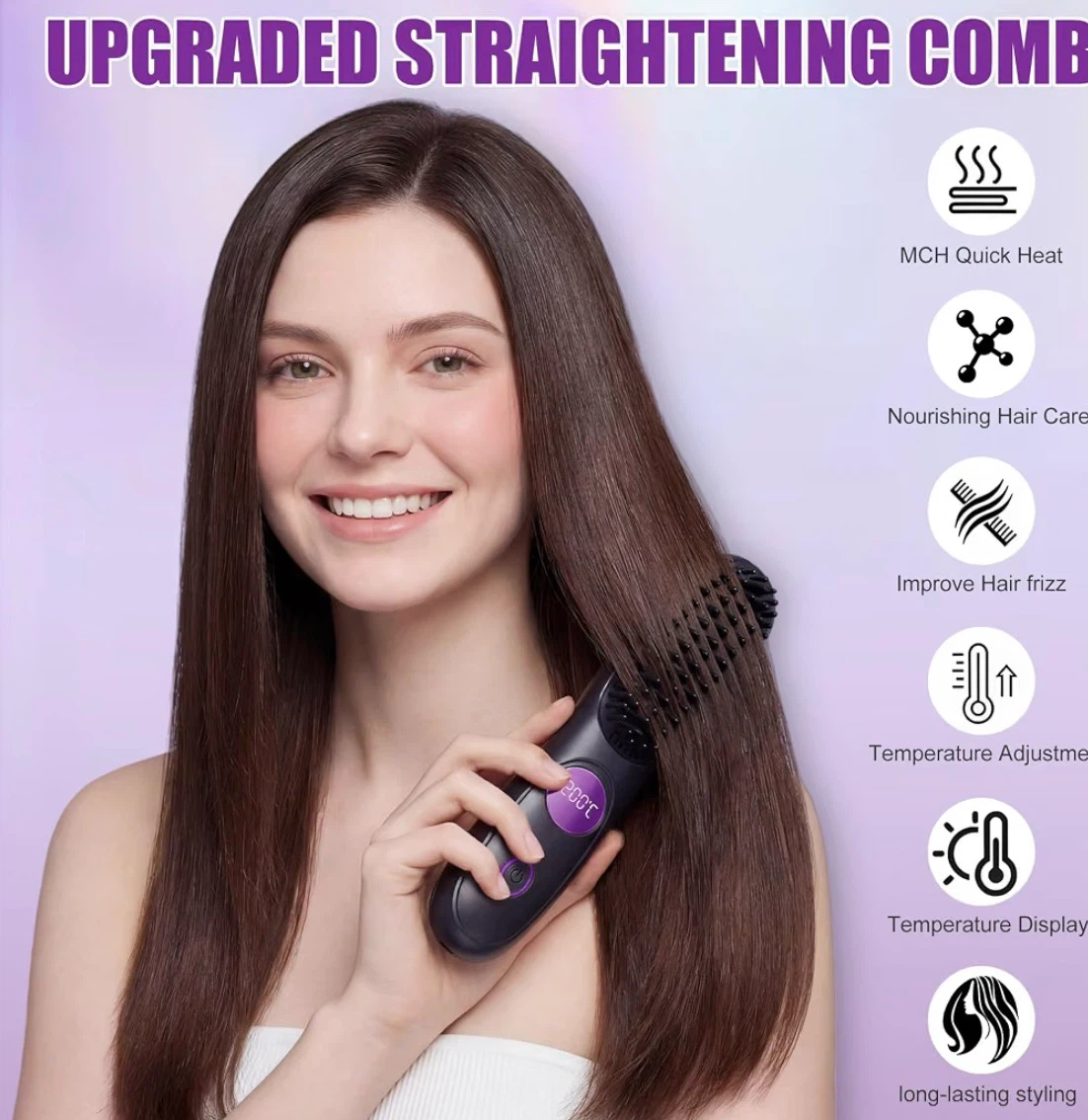 Go Brush Pro, USB Rechargeable Cordless Hair Straightener Brush - photo 5