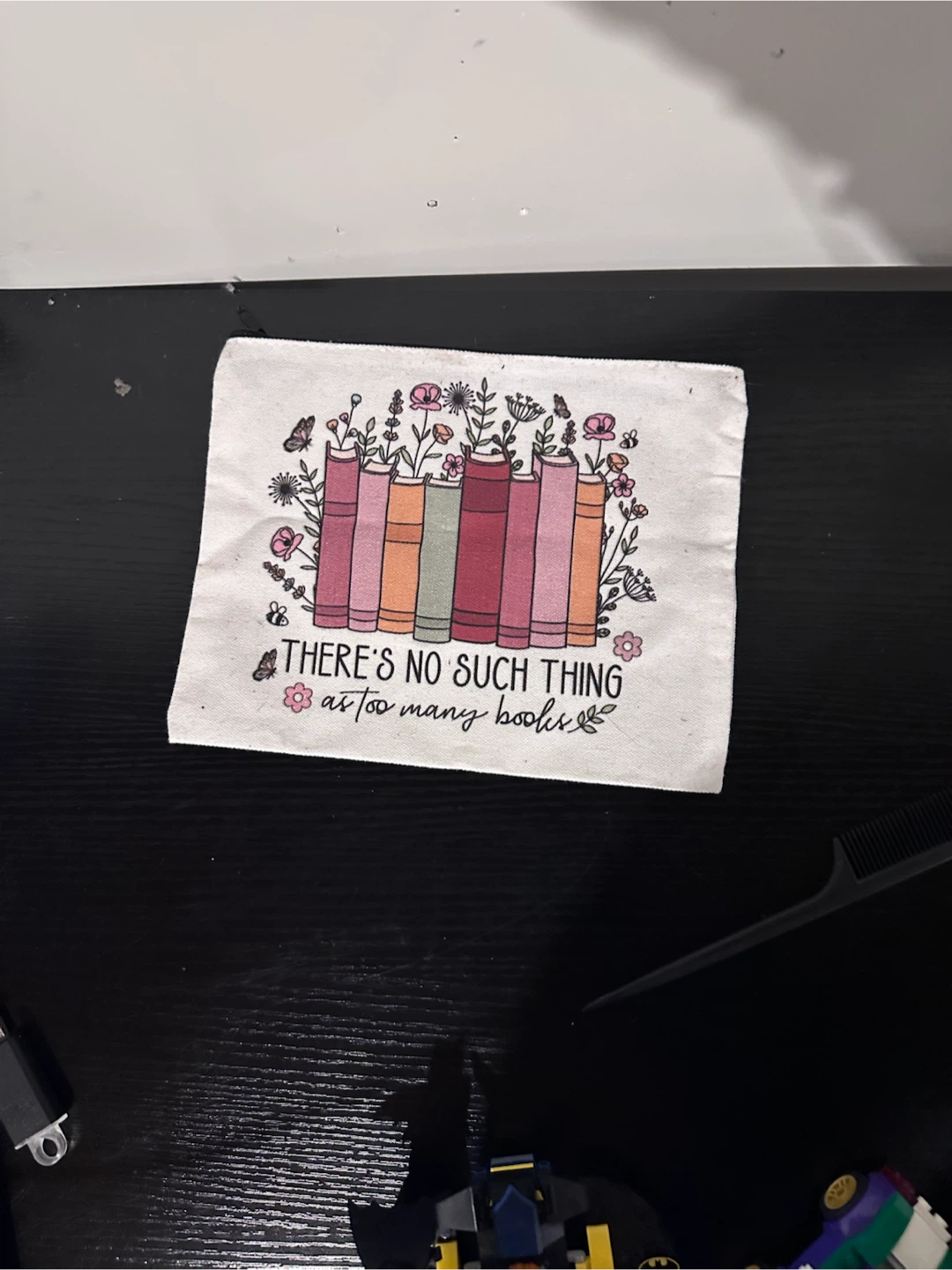 Canvas Zipper Pouch Book Motif