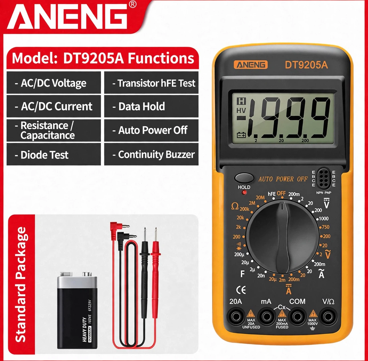 Aneng DT9205A Digital Multimeter - photo 2