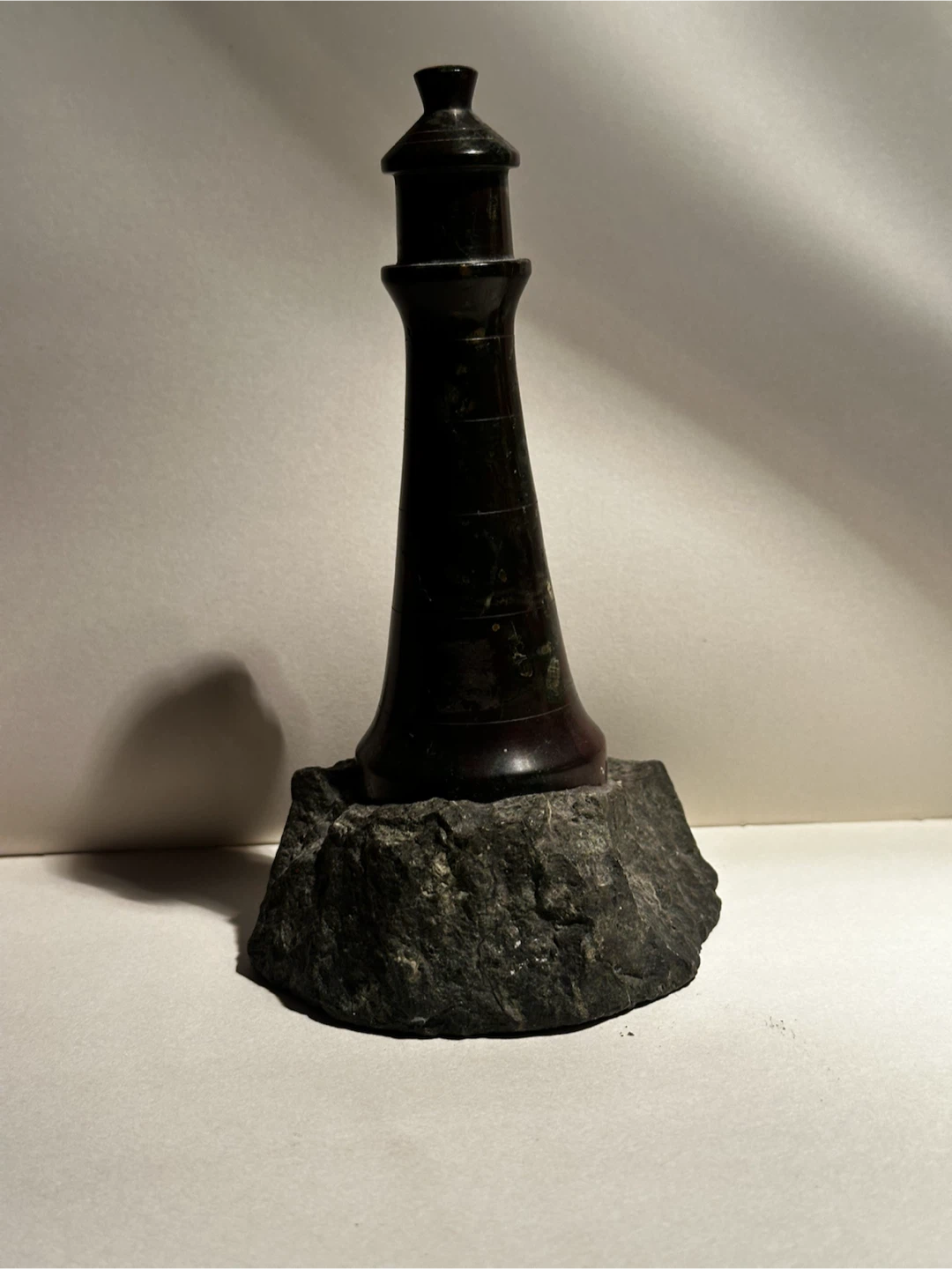 Antique Cornish Serpentine Stone Lighthouse 6.5" - photo 3