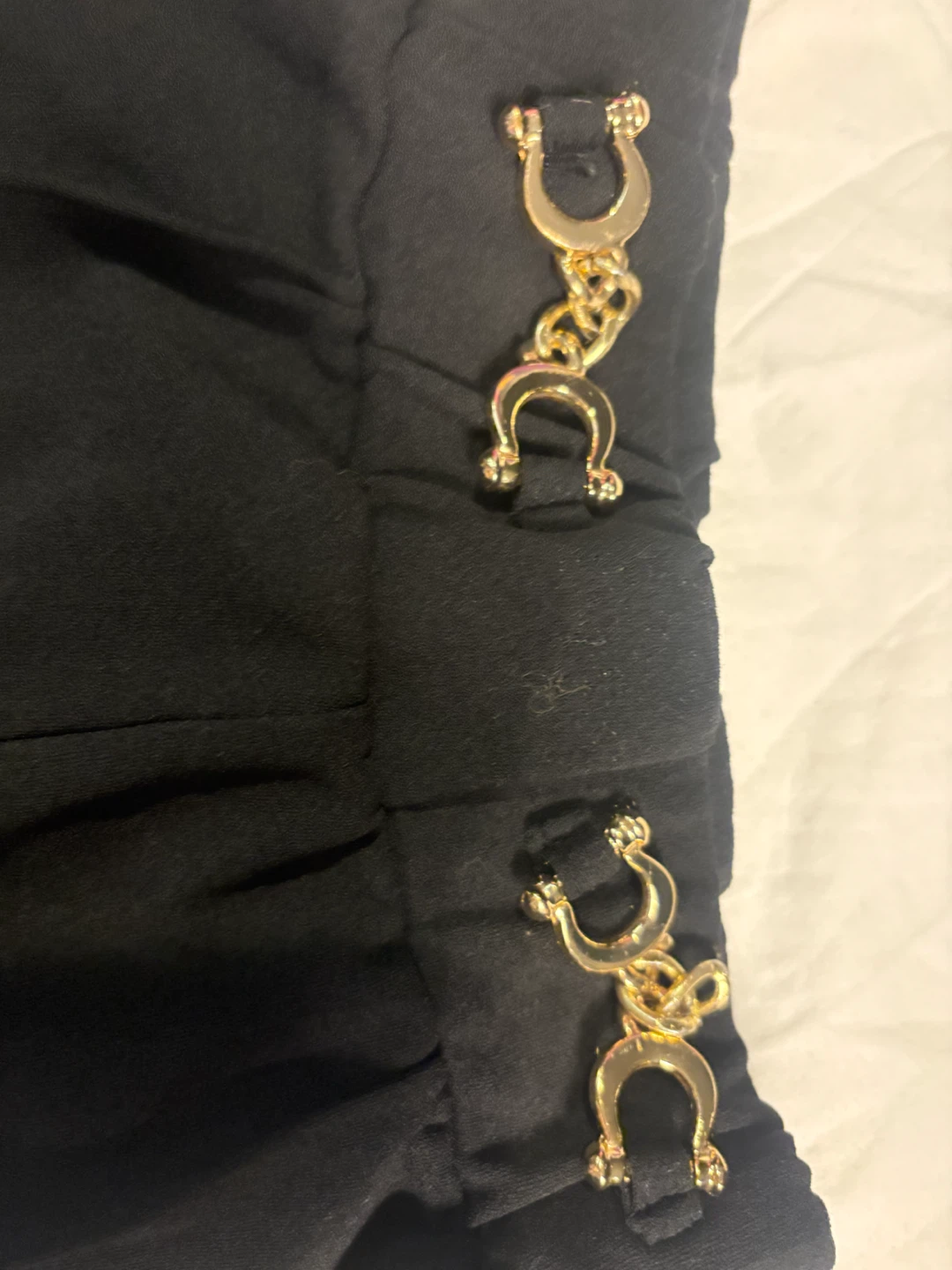 SHEIN black trousers with gold-tone chain accents - photo 3