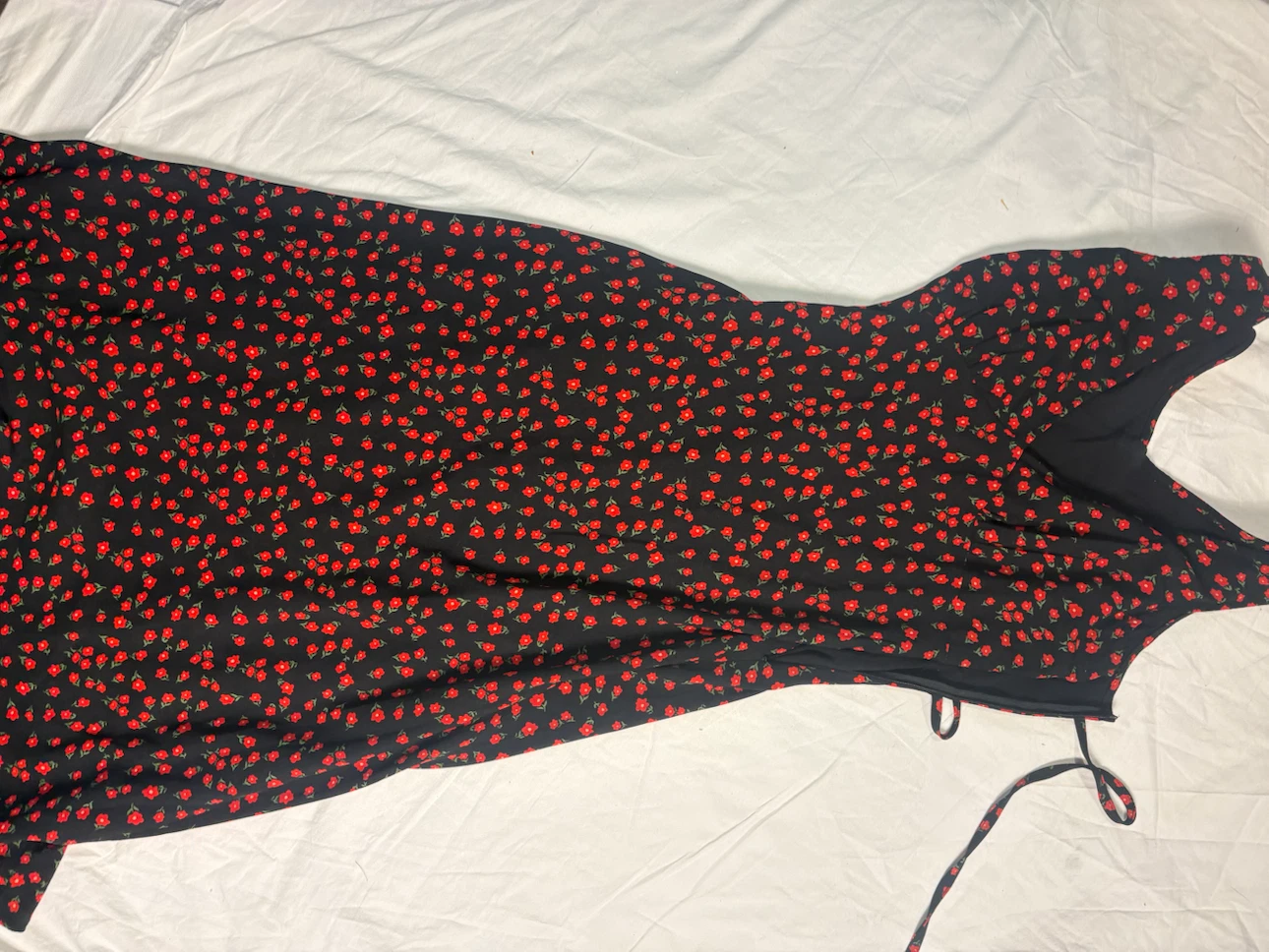 Black and Red Floral Midi Dress