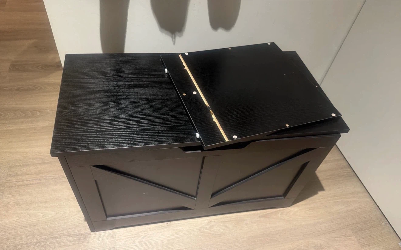Black Wooden Storage Bench