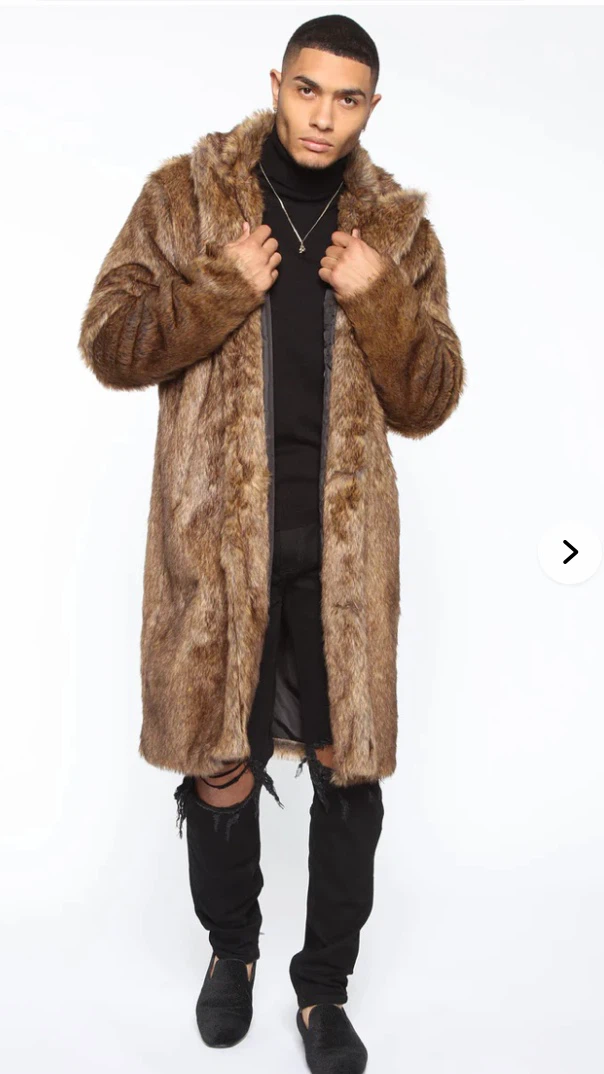 Men’s Fashion Nova Faux Fur Coat Size S - photo 2